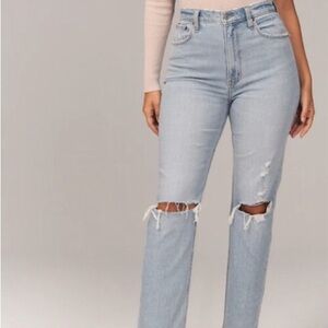 Abercrombie curve love Light Blue Distressed Jeans